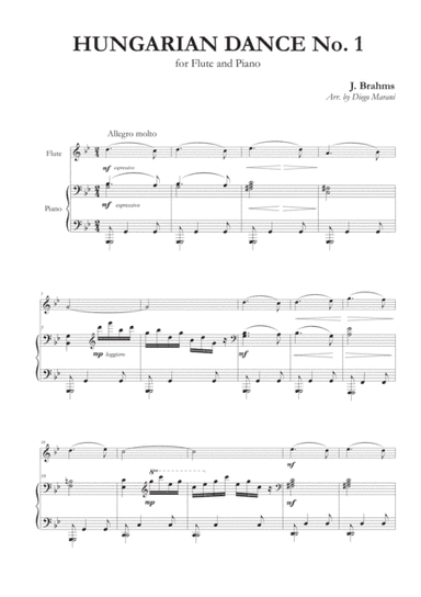 Hungarian Dances Nos. 1-5 for Flute and Piano (arr. Diego Marani)