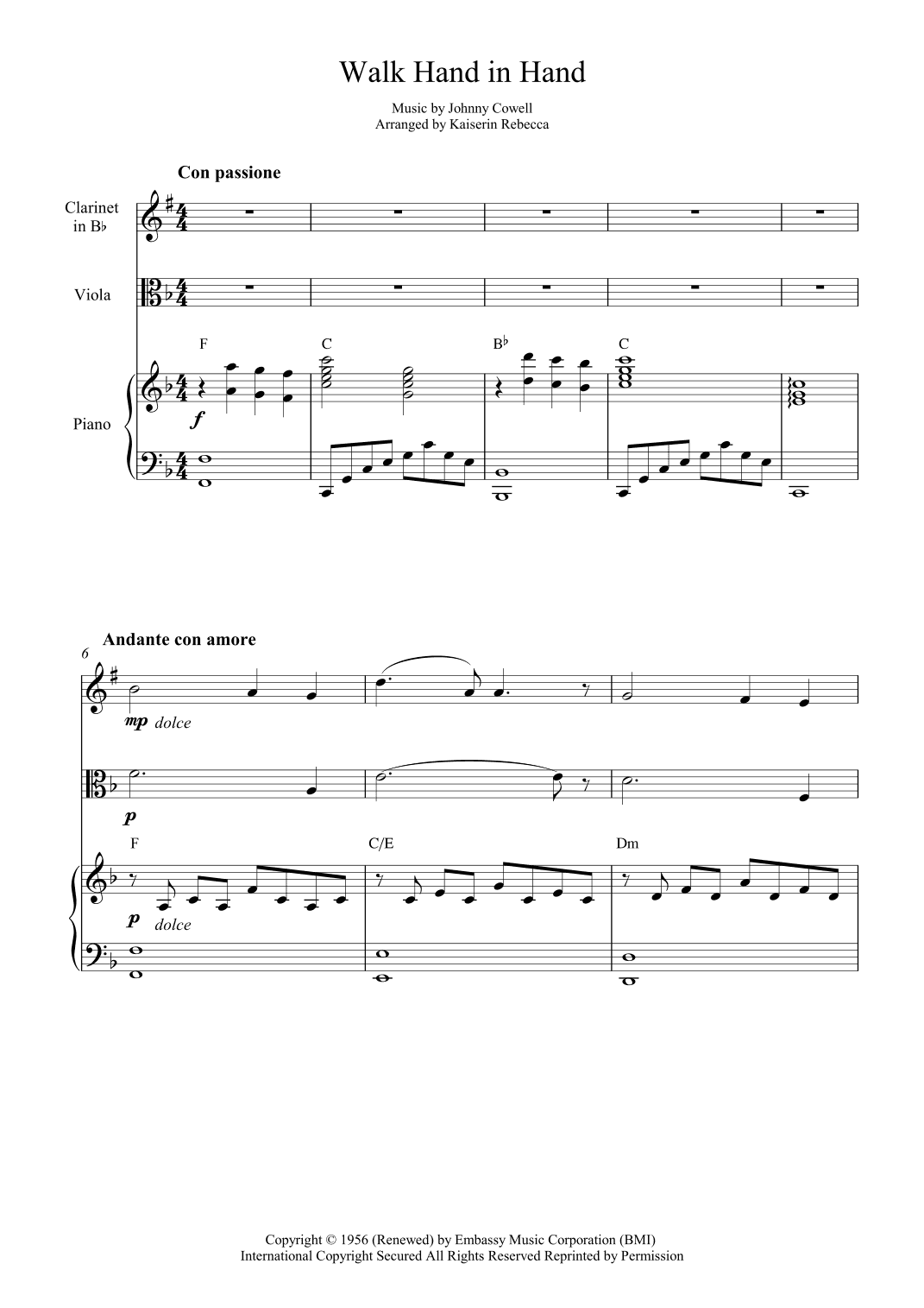 Walk Hand In Hand (arr. Kaiserin Rebecca)
