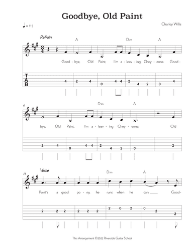 Goodbye, Old Paint (arr. Riverside Guitar School)