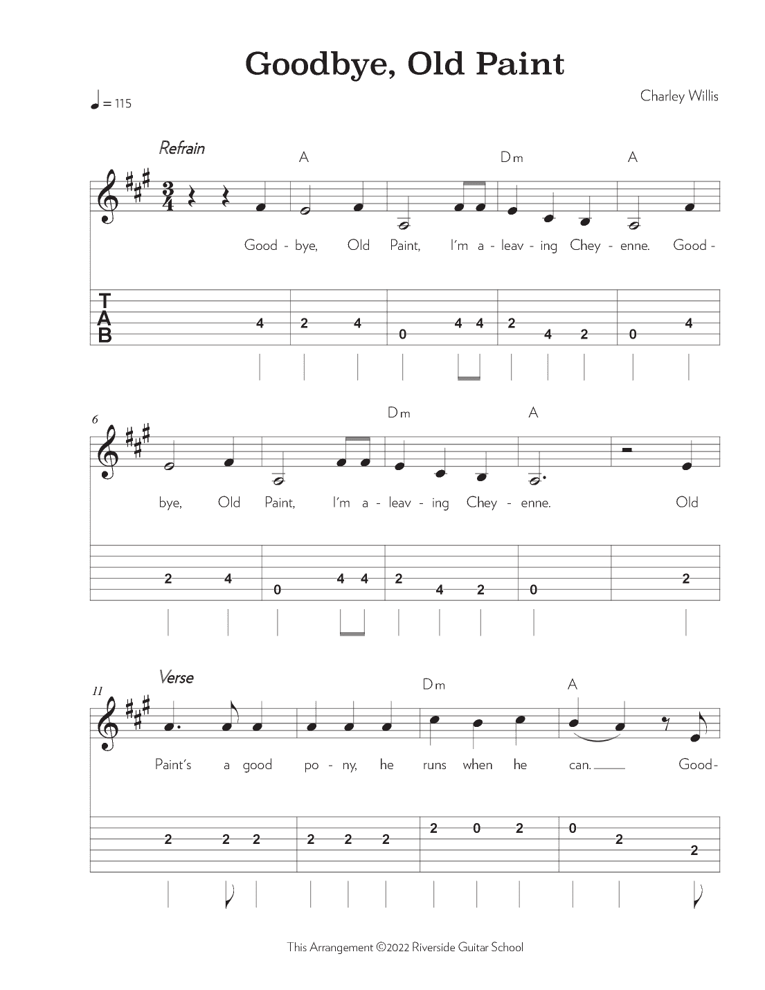 Goodbye, Old Paint (arr. Riverside Guitar School)