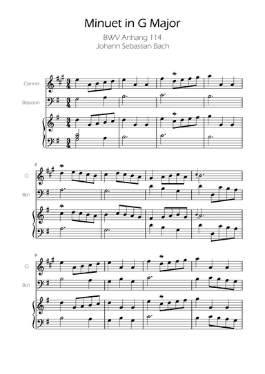 Minuet in G major BWV Anh. 114 - Bach - Clarinet and Bassoon w/ Piano (arr. Ygor Nunes)