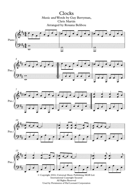 Clocks (arr. Roxana Belibou)