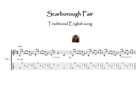 Scarborough Fair Guitar trio (arr. PianoSheetNow)