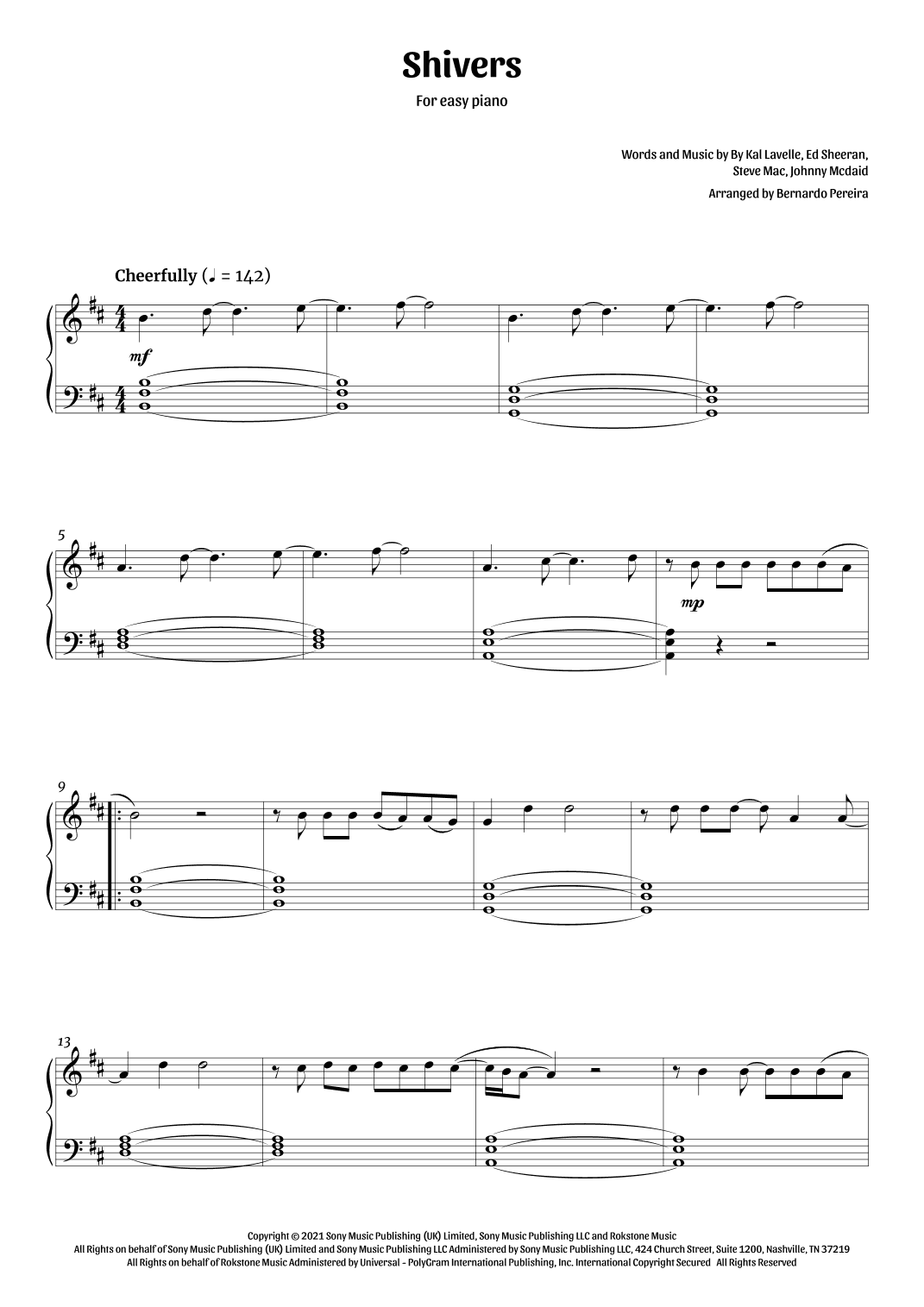 Shivers (arr. Bernardo Pereira)
