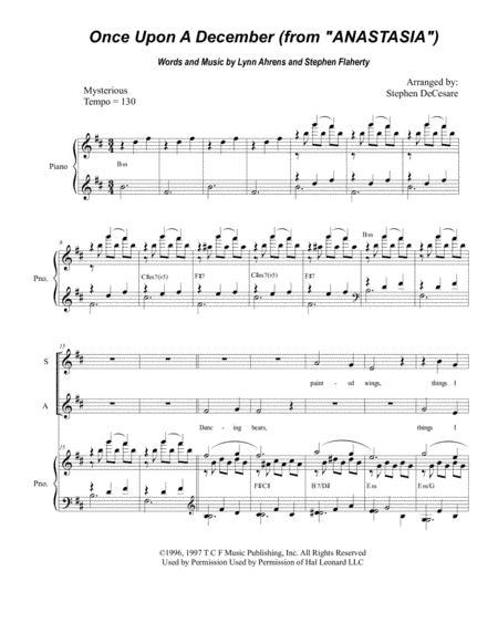Once Upon A December from the Twentieth Century Fox Motion Picture ANASTASIA (arr. Stephen DeCesare)