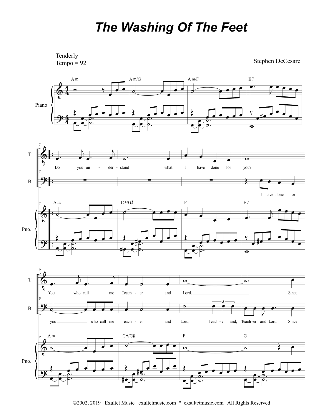 The Washing Of The Feet (Duet for Tenor and Bass Solo)