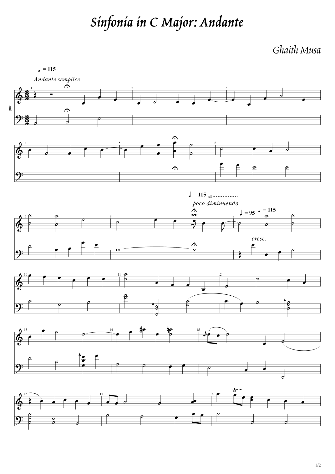 Sinfornia in C Major: Andante semplice