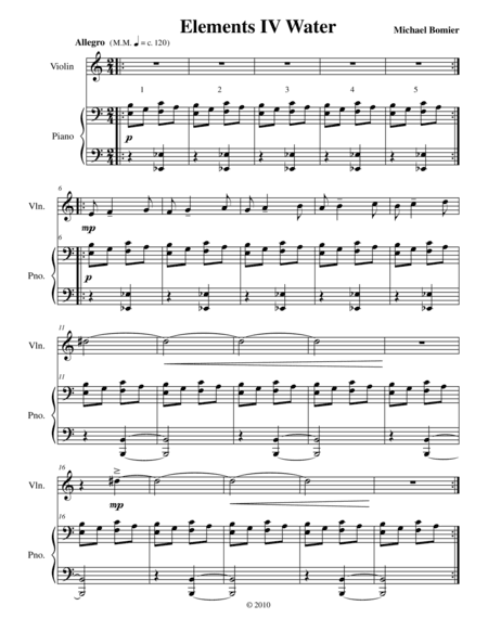 Elements Suite for Violin and Piano 4nd Mvnt: Water