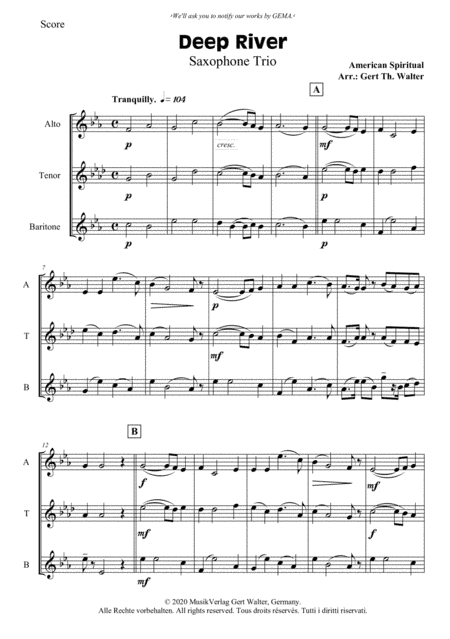 Deep River (arr. Gert Th. Walter)