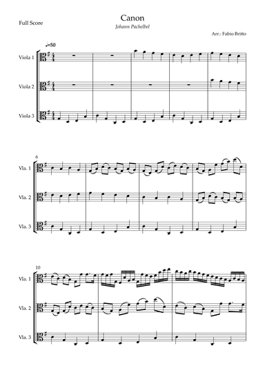 Canon - Johann Pachelbel (Wedding/Reduced Version) for Viola Trio (arr. Fabio Britto)