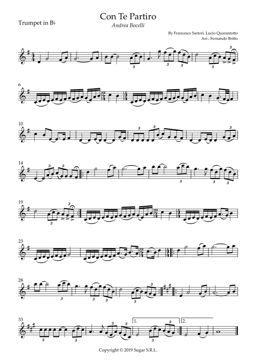 Con Te Partiro (time To Say Goodbye) (arr. Fernando Britto)