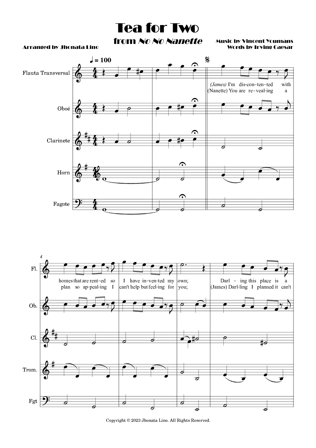 Tea For Two (arr. Jhonata Lino)