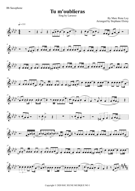 Tu M'oublieras (arr. Stephane ELSINY)