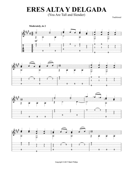 Eres alta y delgada (You Are Tall and Slender) (arr. Mark Phillips)