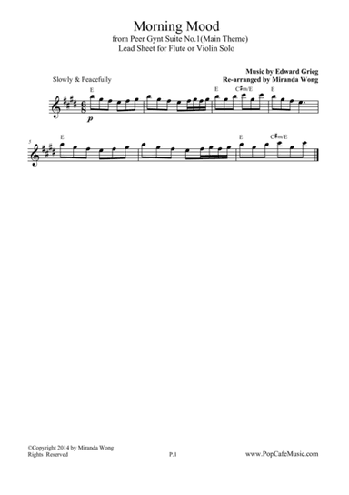 Morning Mood (Peer Gynt Suite) - Easy Flute Solo (arr. Miranda Wong)