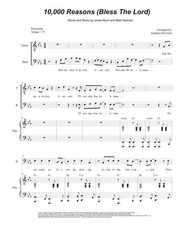 10,000 Reasons (bless The Lord) (arr. Stephen DeCesare)