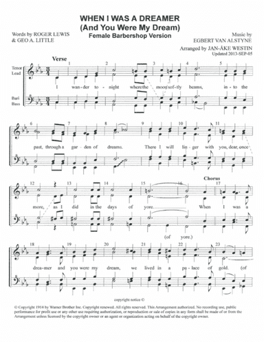 When I Was a Dreamer (arr. Jan-Ake Westin)