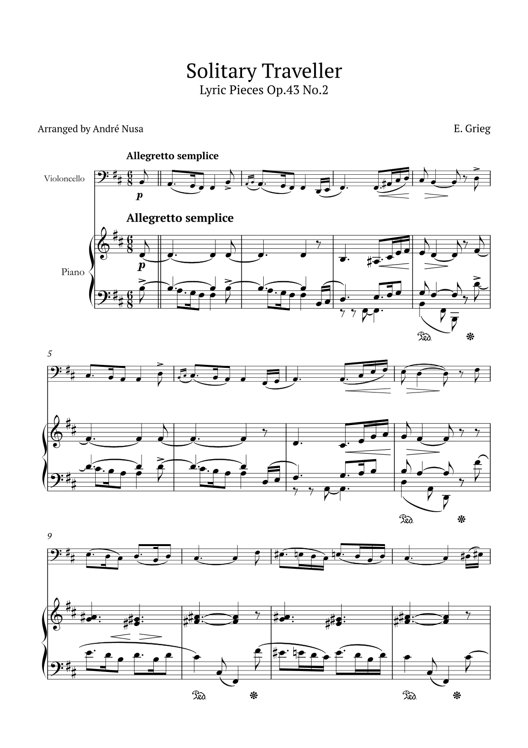 Lyric Pieces Op.43 No.2 (arr. André Nusa)