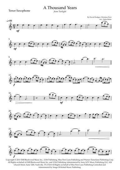 A Thousand Years (arr. Fabio Britto)