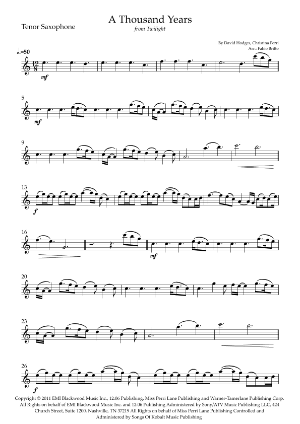 A Thousand Years (arr. Fabio Britto)