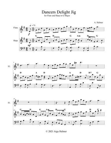 Dancers Delight, Duet f.Flute + Harp or Piano