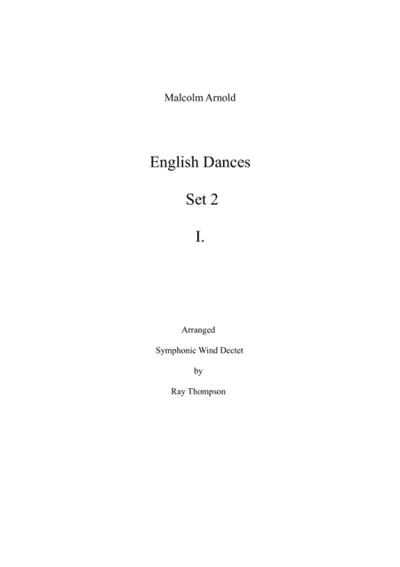 English Dances, Set 2, Op. 33: No. 1. Allegro Non Troppo (arr. Ray Thompson)