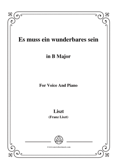 Liszt-Es muss ein wunderbares sein in B Major,for Voice and Piano (arr. MSM)