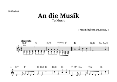 An die Musik (To Music) by for Clarinet (arr. Langanho)