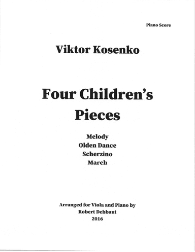 Viktor Kosenko: Four Children's Songs for Viola and Piano (arr. Robert Debbaut)