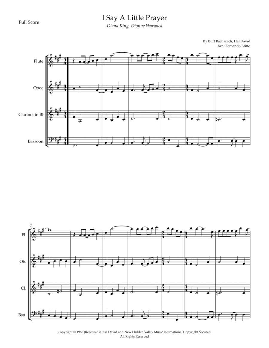 I Say A Little Prayer (arr. Fernando Britto)