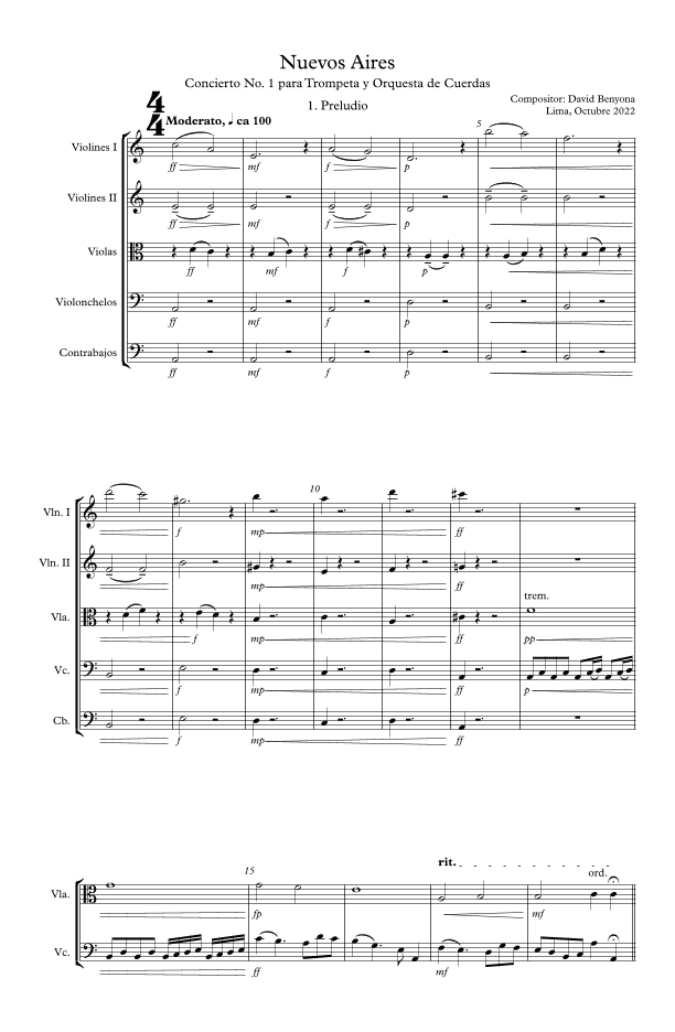 Concierto No1 para Trompeta y Orquesta de Cuerdas