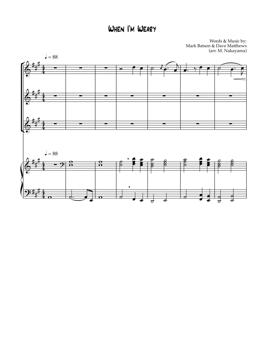 When I'm Weary (arr. Midori Nakayama)