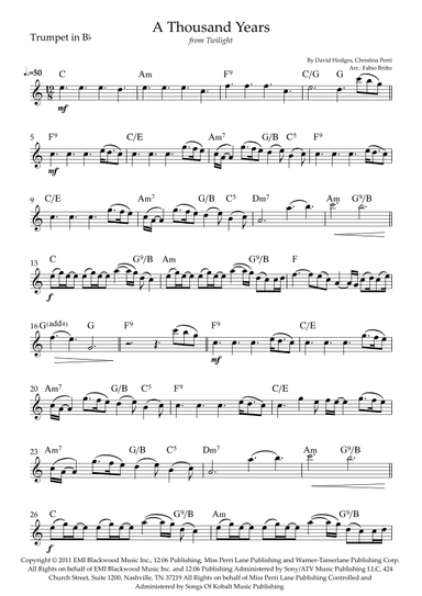 A Thousand Years (arr. Fabio Britto)