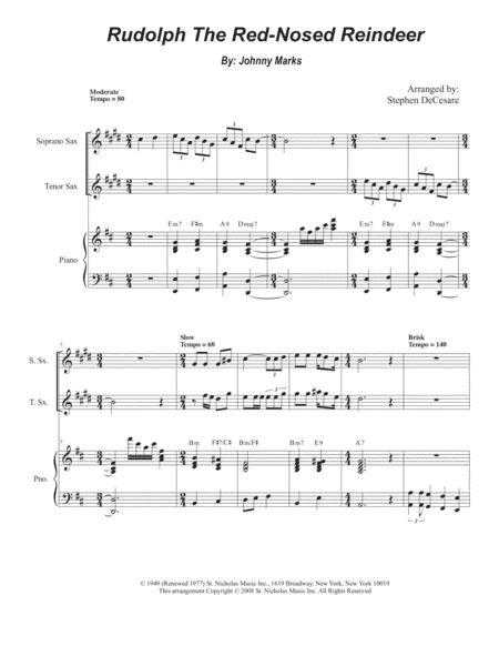 Rudolph The Red-nosed Reindeer (arr. Stephen DeCesare)
