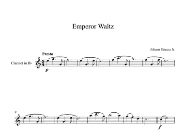 Emperor Waltz - Johann Strauss Jr. (Clarinet) (arr. Digital Book Music)