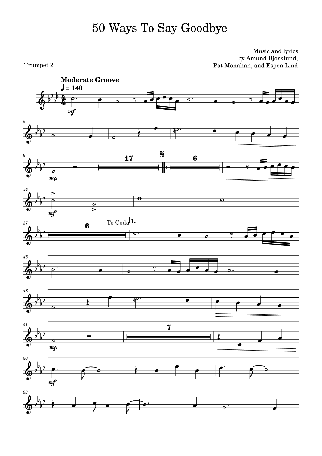 50 Ways To Say Goodbye (arr. David Lartey)