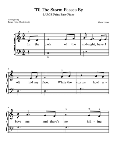 'Til The Storm Passes By | LARGE PRINT | Easy Piano
