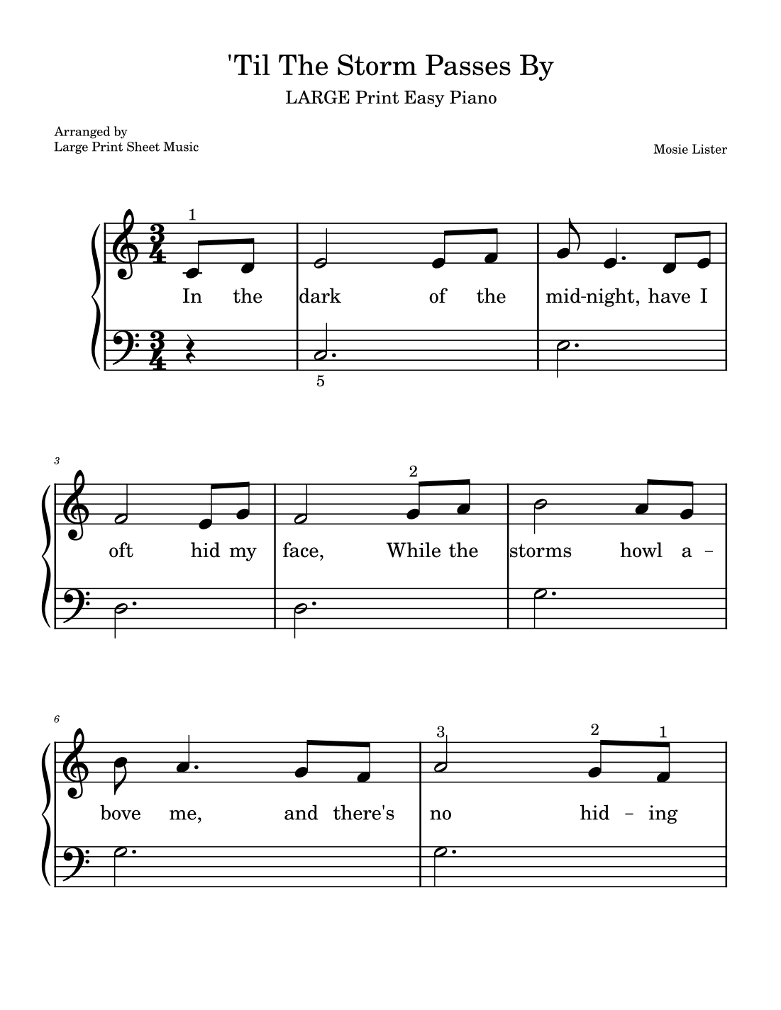 'Til The Storm Passes By | LARGE PRINT | Easy Piano