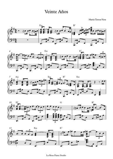 Veinte Anos (arr. La Rosa Piano Studio)