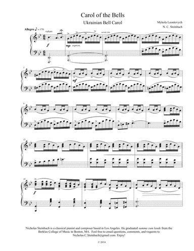 Carol of the Bells Piano (arr. Nicholas C. Steinbach)