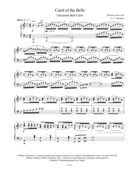 Carol of the Bells Piano (arr. Nicholas C. Steinbach)