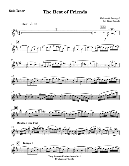 The Best of Friends - Tenor Solo with Jazz Ensemble.
