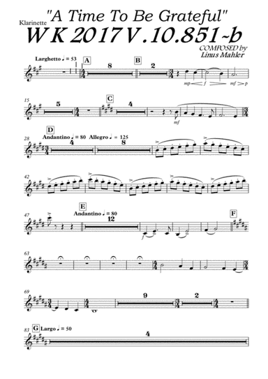 A Time to be Grateful - Clarinet