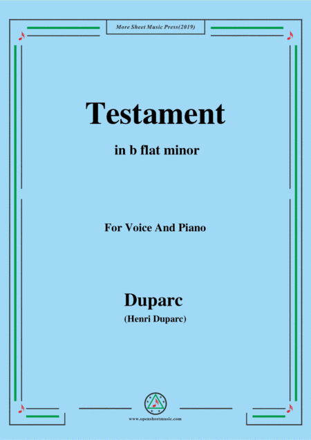 Duparc-Testament in b flat minor (arr. MSM)