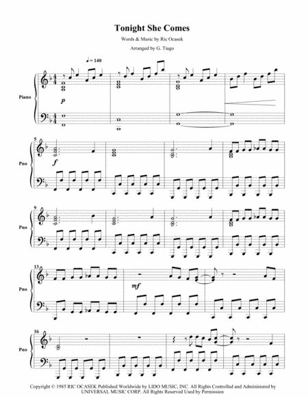 Tonight She Comes (arr. G. Tiago)