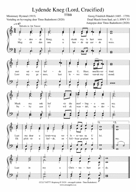 Lydende Kneg - TTBB (arr. Tinus Badenhorst)