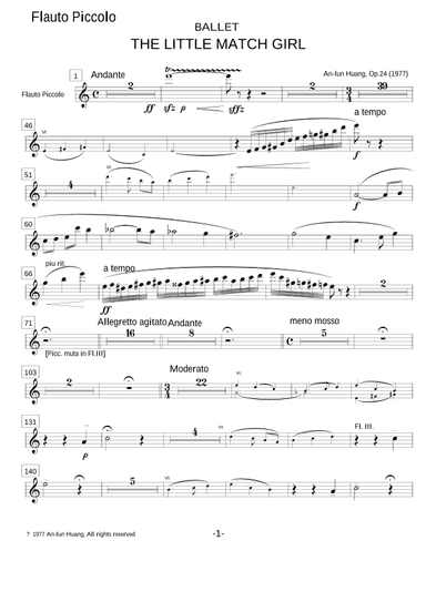 Ballet, "THE LITTLE MATCH GIRL", Op.24, (1977) - (parts)