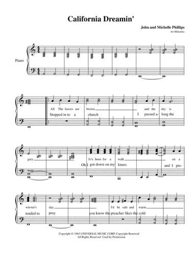 California Dreamin' (arr. Rob Klamka)