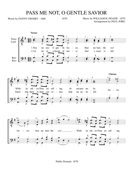 PASS ME NOT, O GENTLE SAVIOR (arr. Paul A. Jorg)