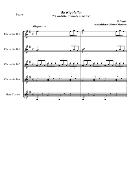 Si vendetta, tremenda vendetta (arr. Marco Monitto)